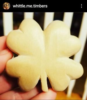 how to start a woodcarving project -photo by @whittle.me.timbers a four-leaf clover shaped and sandpapered over