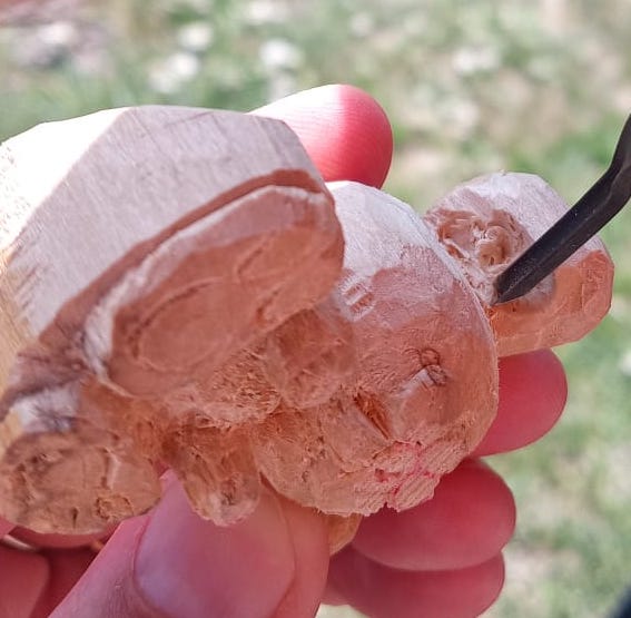 Easter Tutorial: the rabbit hole! We carve the inside of the ears with a precision gouge