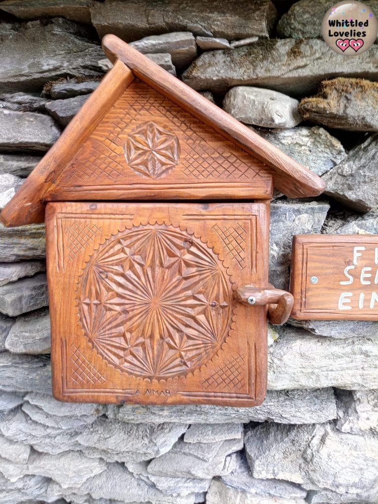 The gnomes path: discovering the Maira Valley - Here is the beautiful carved wooden casket containing the visitor's book to be signed