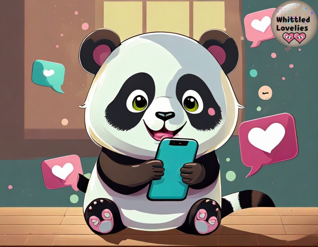 Pagina contatto - Un panda cartoon che usa i social