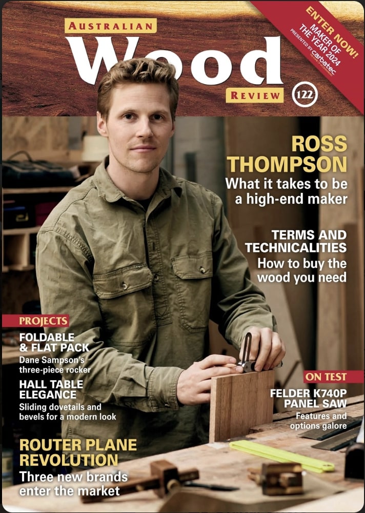 come intagliare il legno - copertina della rivista australian wood review