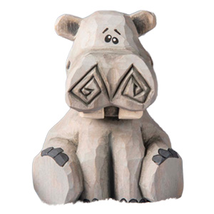 Ippopotamo intagliato in legno, fotografia originale tratta dal libro Quick Whittles di Sara Barraclough.