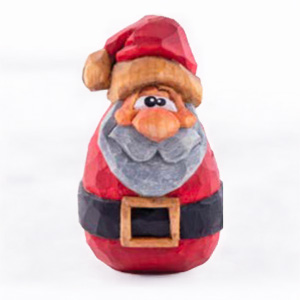 Babbo Natale intagliato in legno, fotografia originale dal libro Quick Whittles di Sara Barraclough.